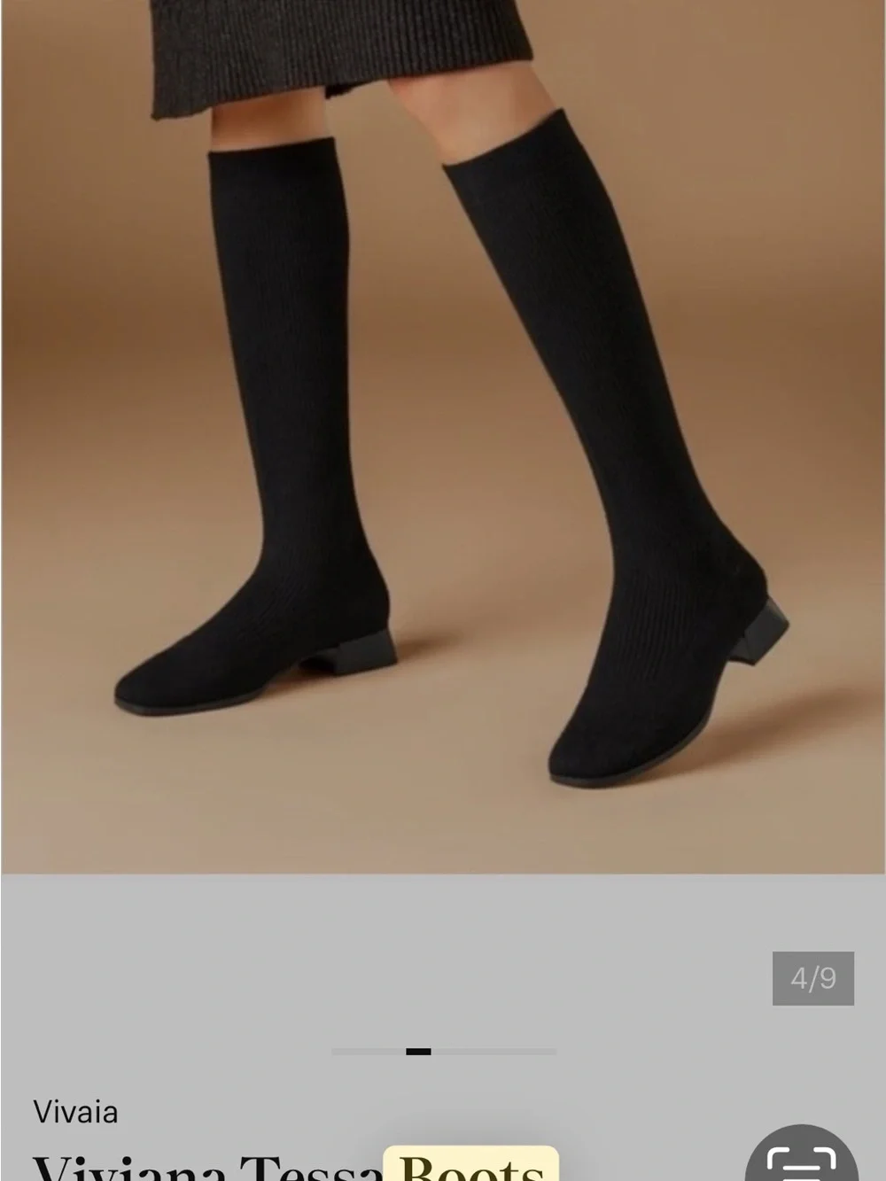 VIVAIA knit Black high Stretch Boot with Low Block Heel